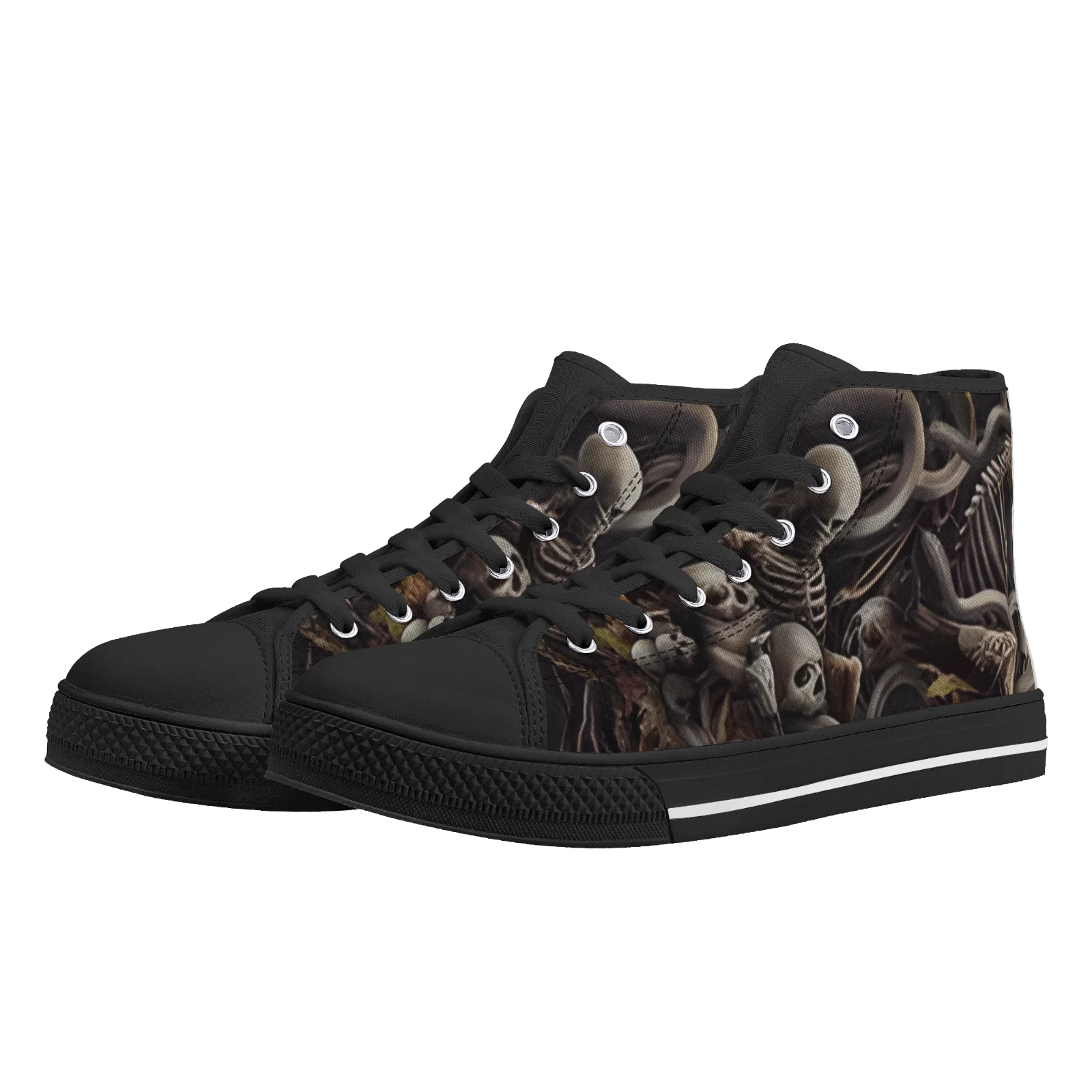 Men Shoes Classic - Męskie płócienne buty z nadrukiem szkieletu