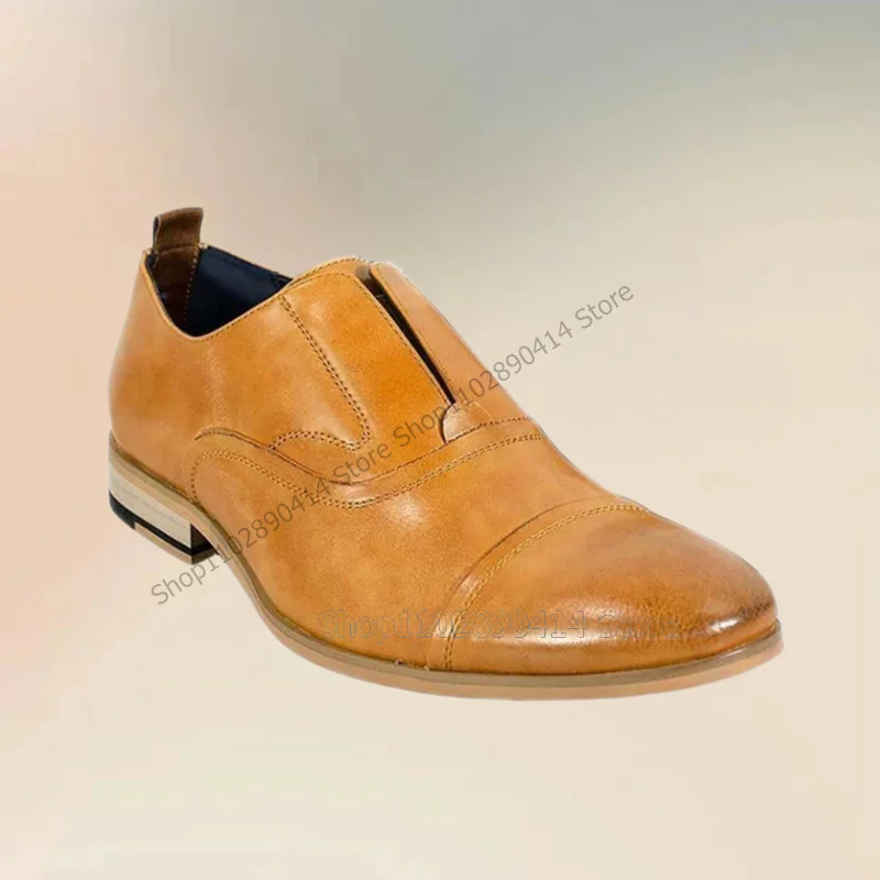 Men'S Shoes Yellow And Black - Żółto-czarne, szyte, modne męskie mokasyny typu
