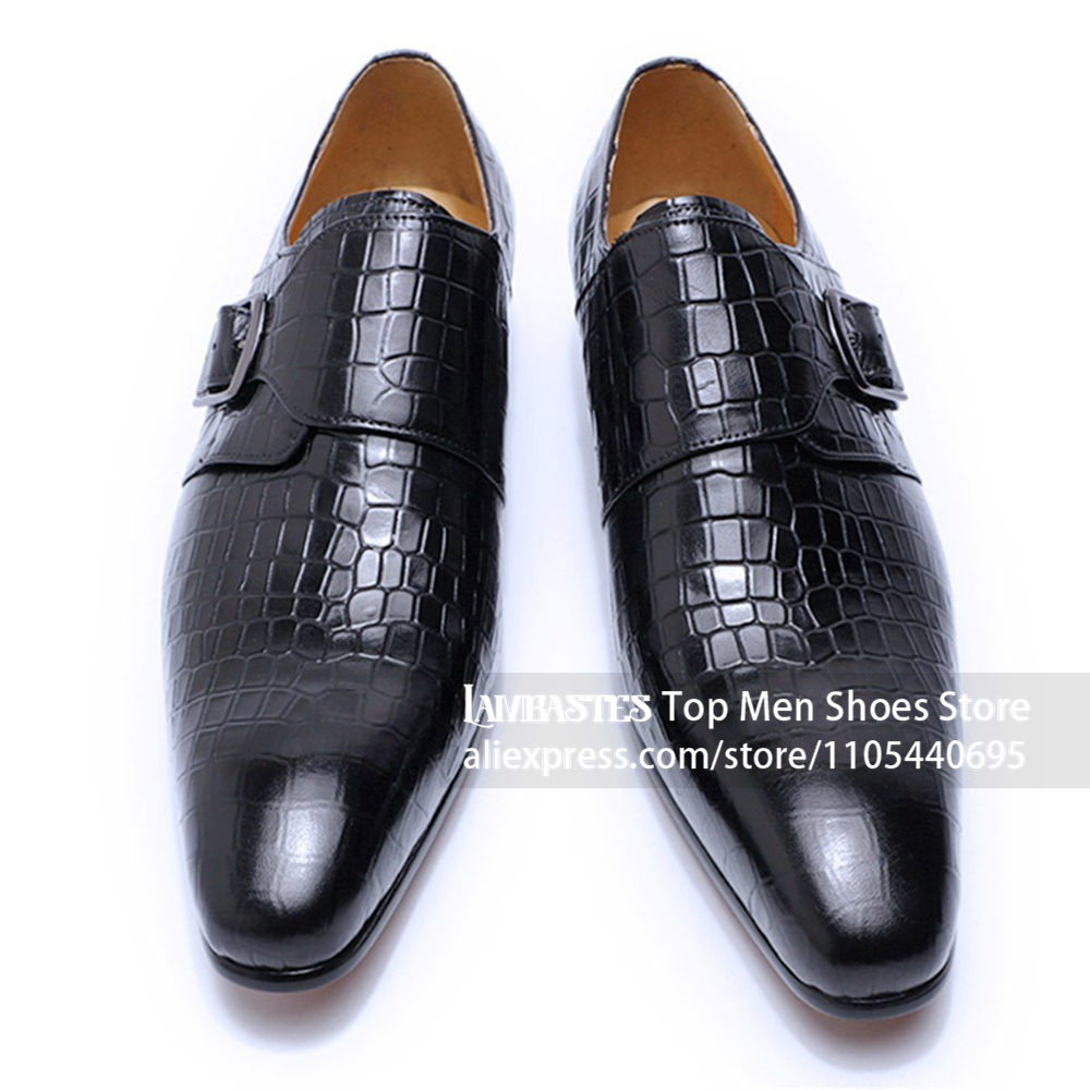 Men'S Shoes Navy Blue - Eleganckie buty wizytowe ze skóry tłoczonej