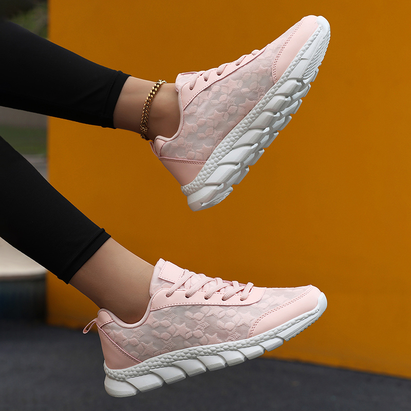 Mesh Trainer Breathable - Damskie sneakersy casual, oddychające, sznurowane, z