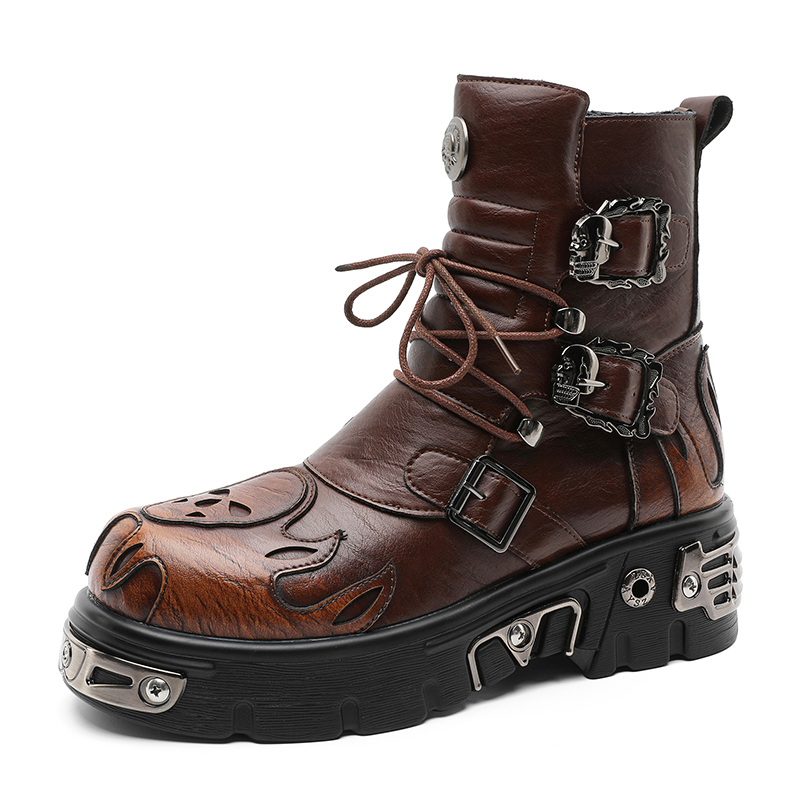 Men'S Shoes Height Increase - Punkowe Retro Buty Męskie z Motywem