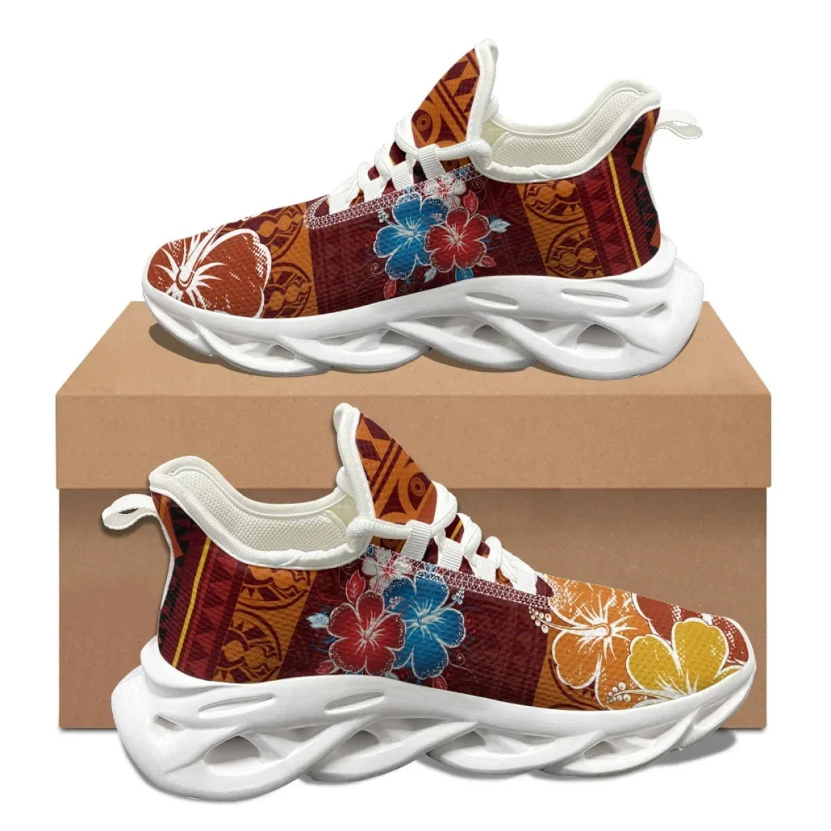 Men'S Shoes Basketball - Hawajskie Hibiskusy Wygodne, lekkie, sznurowane sneakersy