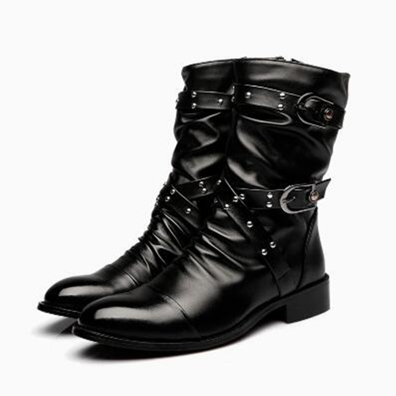 Men Shoes Size 46 - Modne męskie skórzane buty do połowy