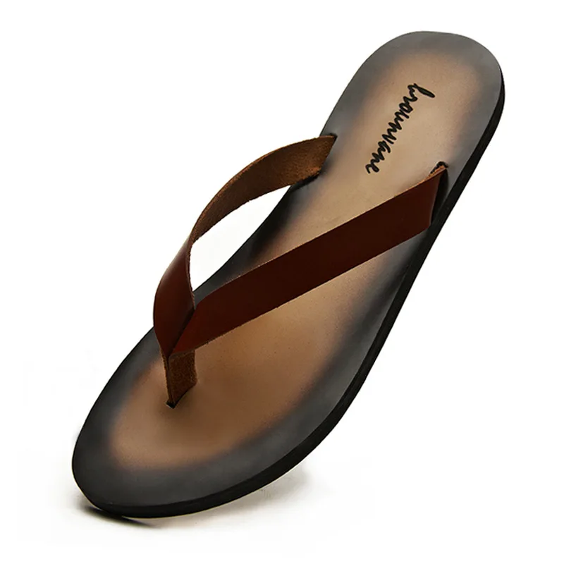 Men Shoes Classic - Klasyczne męskie klapki z prawdziwej skóry,