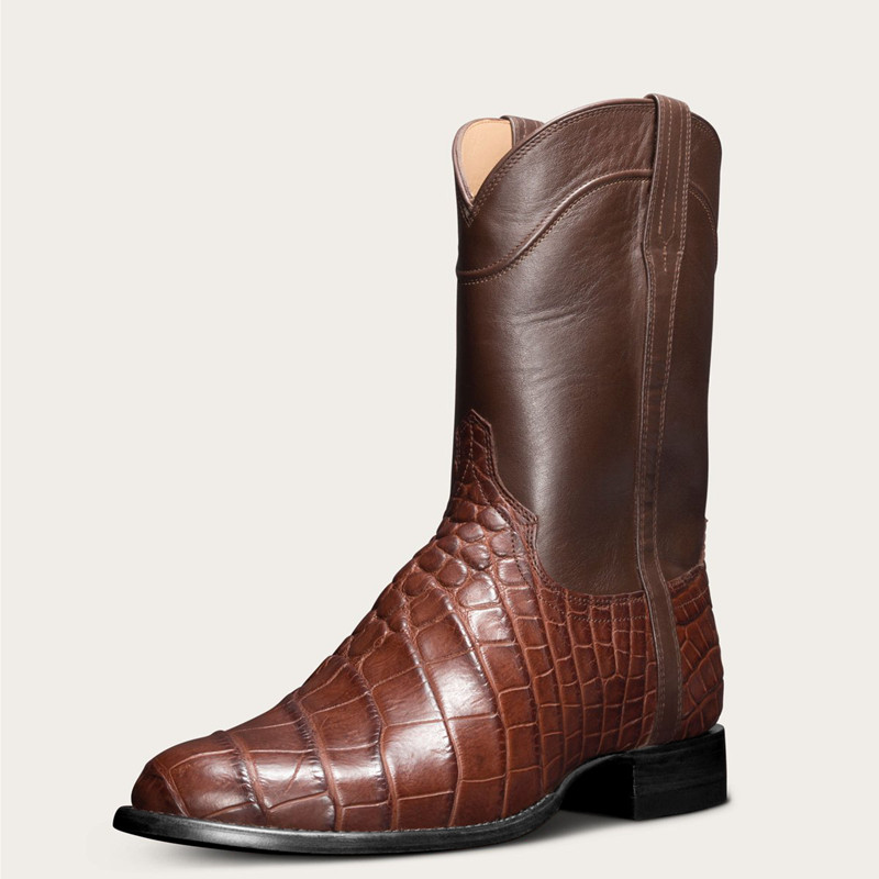 Men Shoes Classic - Męskie klasyczne botki ze wzorem, retro