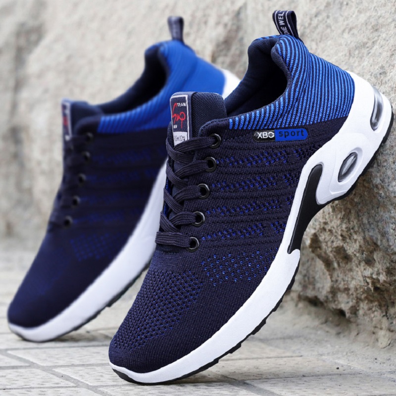 Men'S Shoes Navy Blue - Oryginalny granatowy siatkowe trampki męska oddychające