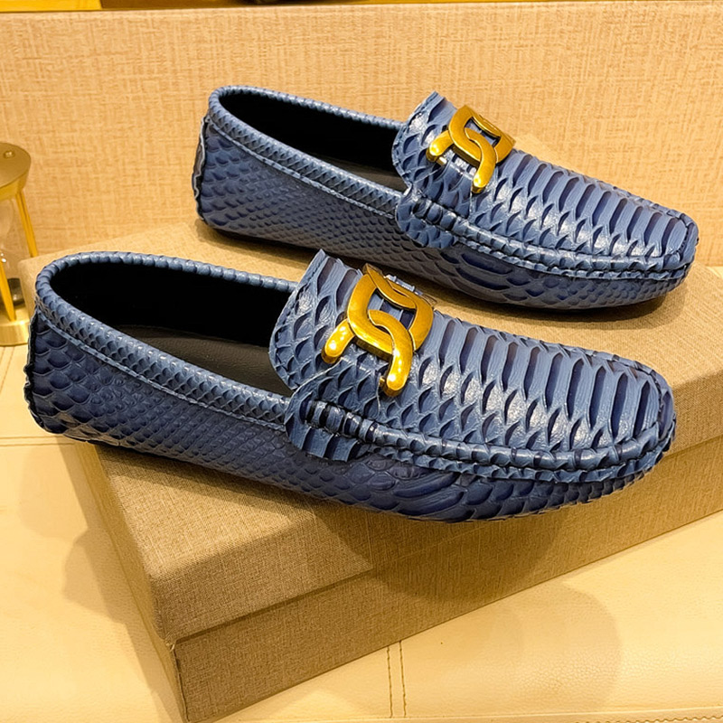 Men'S Shoes Navy Blue - Męskie mokasyny w kolorze granatowym z