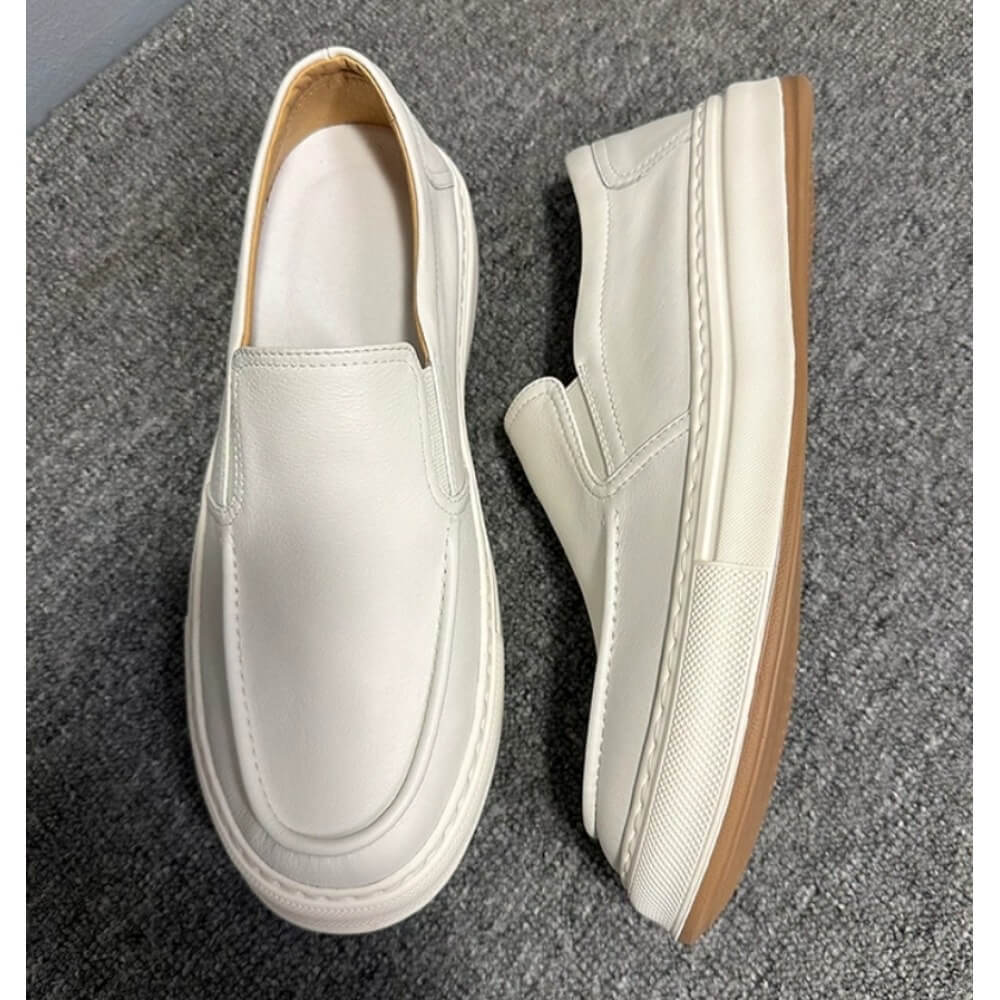 Luksusowe białe skórzane mokas – Men'S Shoes Smart recenzja i cena