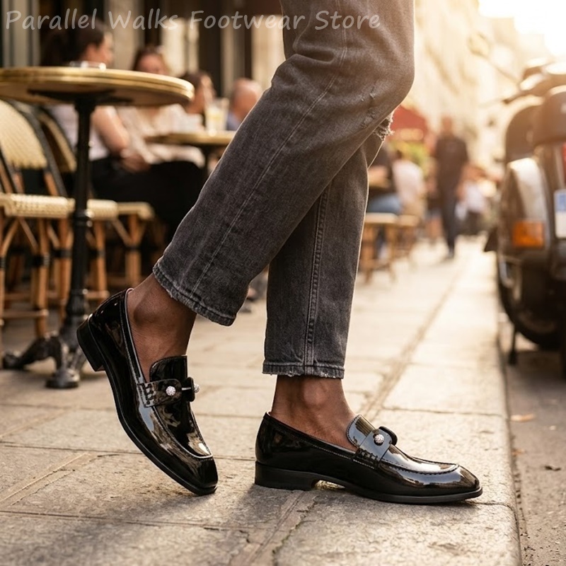Męskie czarne lakierowane moka – Men'S Shoes Smart recenzja i cena