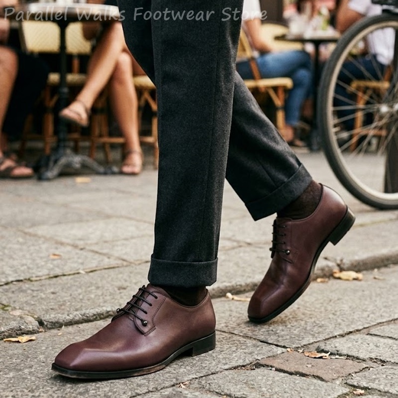 Męskie ciemnobrązowe skórzane  – Men'S Shoes Smart recenzja i cena
