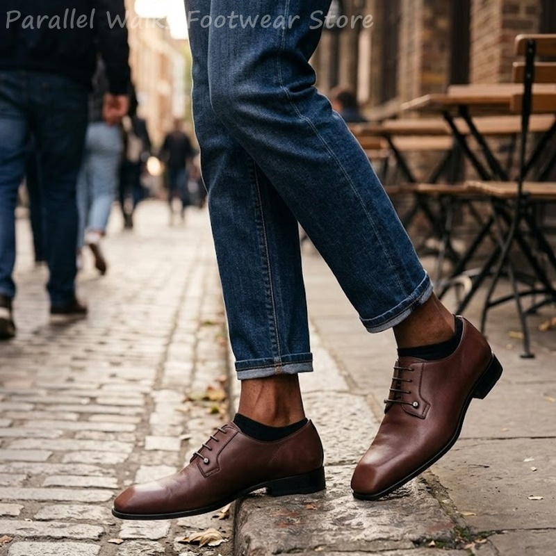 Męskie ciemnobrązowe skórzane  – Men'S Shoes Smart recenzja i cena