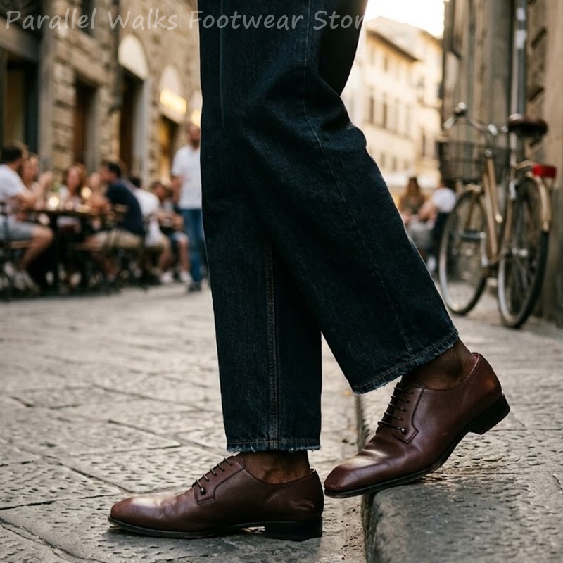 Męskie ciemnobrązowe skórzane  – Men'S Shoes Smart recenzja i cena