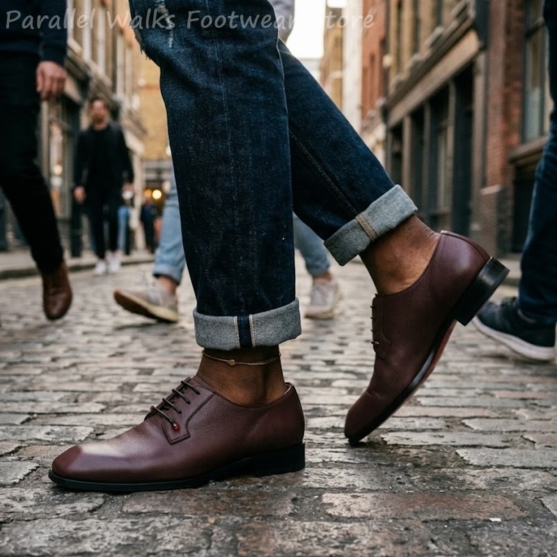 Męskie ciemnobrązowe skórzane  – Men'S Shoes Smart recenzja i cena