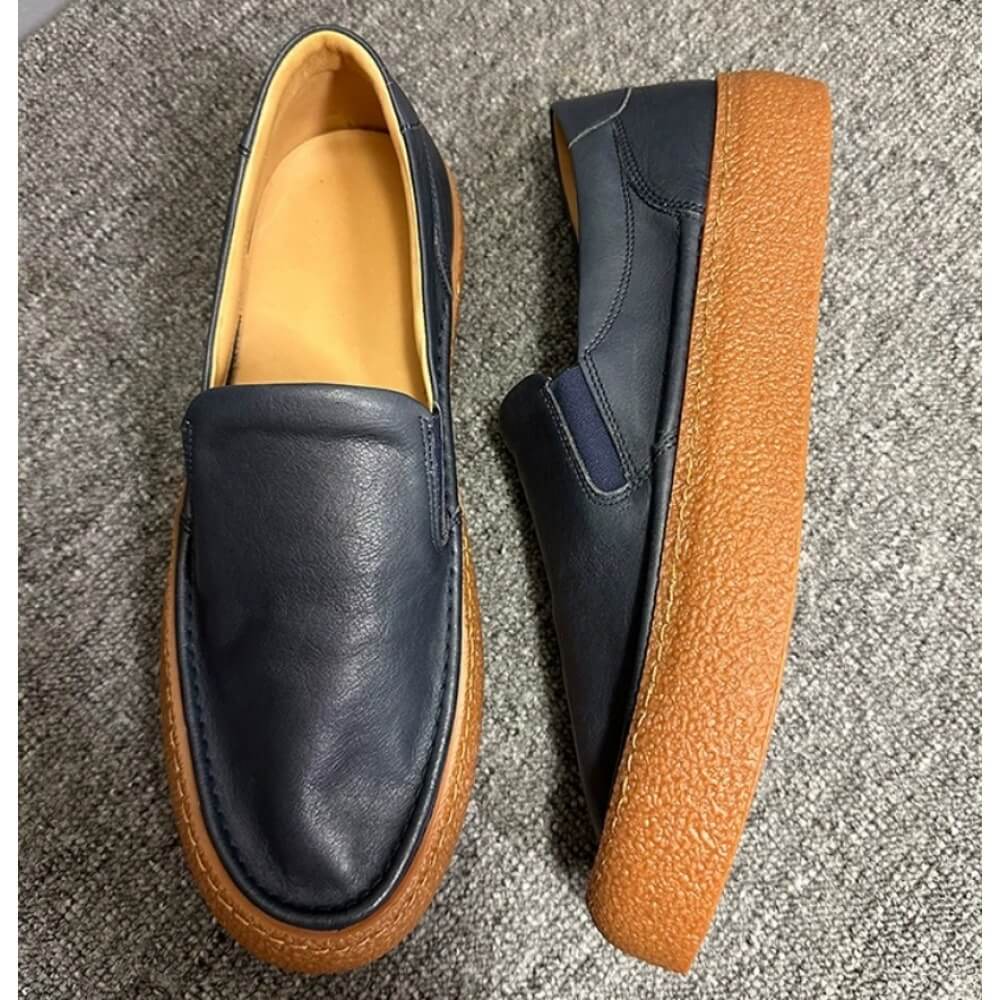 Granatowe skórzane mokasyny z  – Men'S Shoes Navy Blue recenzja i cena